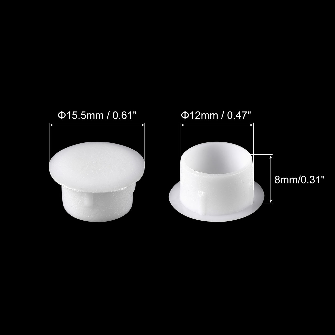 uxcell Uxcell Screw Hole Plugs, 12mm(15/32") Dia PP Snap in Shelf Button Flush Type Caps for Furniture Cabinet Cupboard, White 60 Pcs