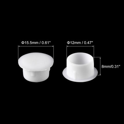 Harfington Uxcell Screw Hole Plugs, 12mm(15/32") Dia PP Snap in Shelf Button Flush Type Caps for Furniture Cabinet Cupboard, White 60 Pcs