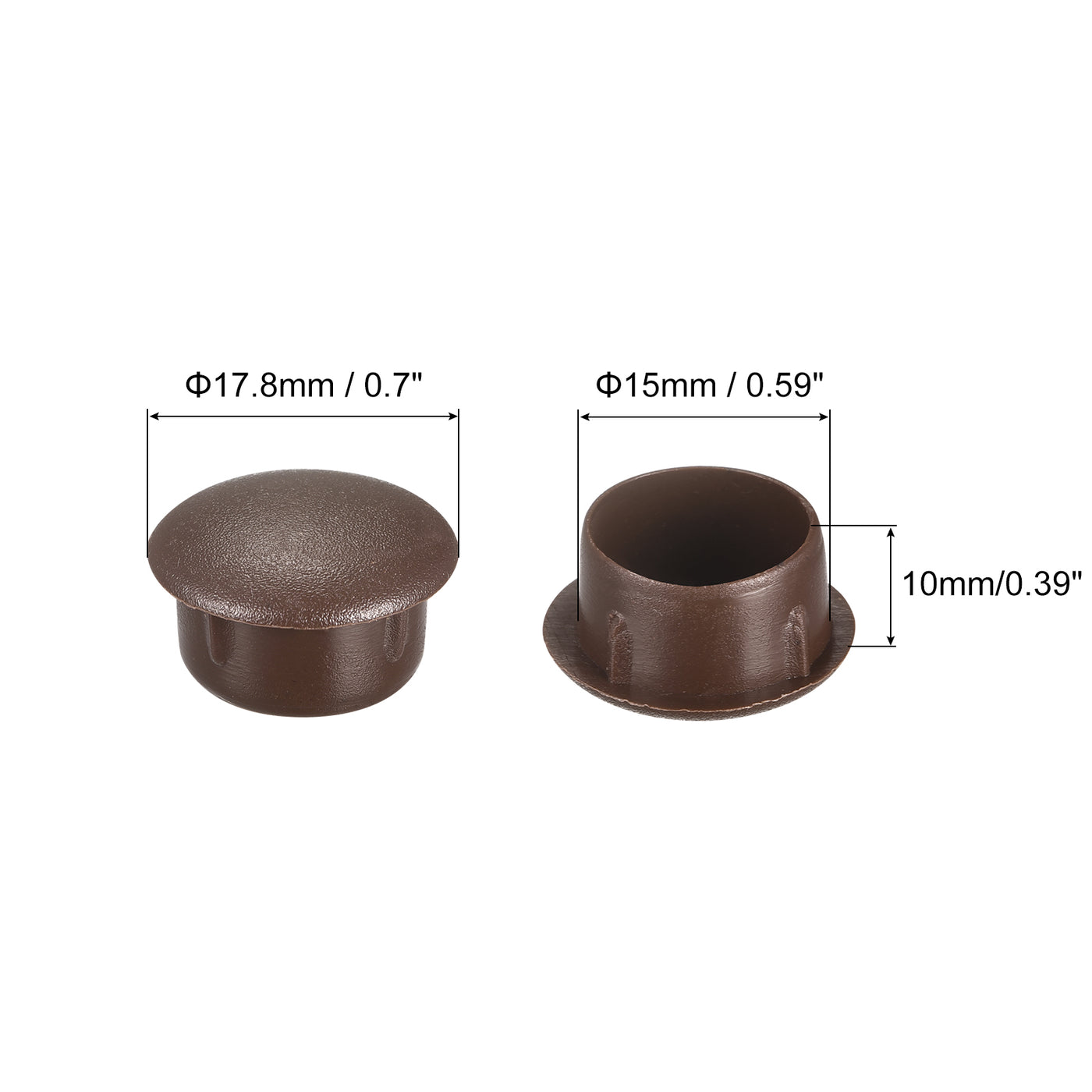 uxcell Uxcell Screw Hole Plugs, 15mm(19/32") Dia PP Snap in Shelf Button Flush Type Caps for Furniture Cabinet Cupboard, Dark Brown 120 Pcs
