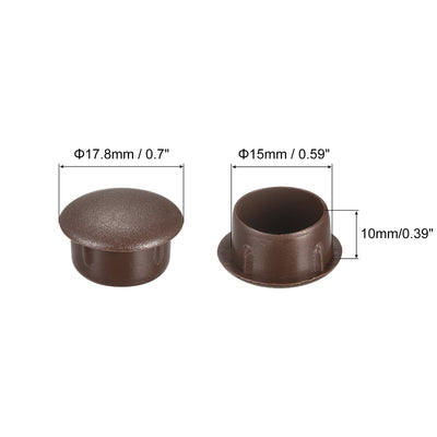 Harfington Uxcell Screw Hole Plugs, 15mm(19/32") Dia PP Snap in Shelf Button Flush Type Caps for Furniture Cabinet Cupboard, Dark Brown 120 Pcs