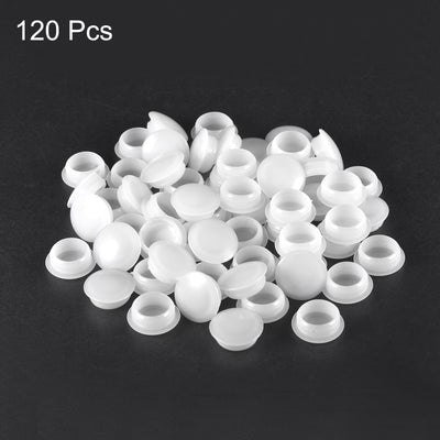 Harfington Uxcell Screw Hole Plugs, 16mm(5/8") Dia PP Snap in Shelf Button Flush Type Caps for Furniture Cabinet Cupboard, White 120 Pcs
