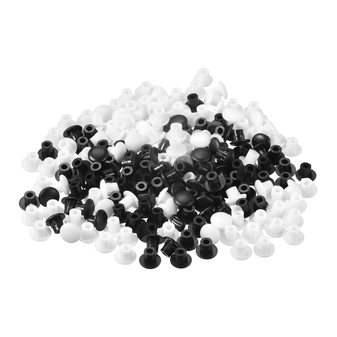 uxcell Uxcell Screw Hole Plugs, 5mm(3/16") Dia PP Snap in Shelf Button Flush Type Caps for Furniture Cabinet Cupboard, Black/Milky White 200 Pcs