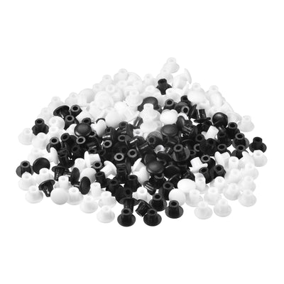 Harfington Uxcell Screw Hole Plugs, 5mm(3/16") Dia PP Snap in Shelf Button Flush Type Caps for Furniture Cabinet Cupboard, Black/Milky White 200 Pcs