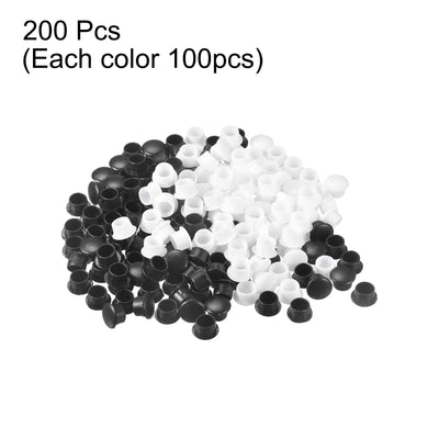 Harfington Uxcell Screw Hole Plugs, 10mm(25/64") Dia PP Snap in Shelf Button Flush Type Caps for Furniture Cabinet Cupboard, Black/Milky White 200 Pcs
