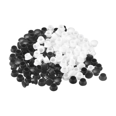 Harfington Uxcell Screw Hole Plugs, 10mm(25/64") Dia PP Snap in Shelf Button Flush Type Caps for Furniture Cabinet Cupboard, Black/Milky White 200 Pcs