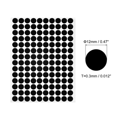Harfington Uxcell Screw Hole Cover Stickers, 12mm Dia PVC Self Adhesive Covers Caps for Wood Furniture Cabinet Shelf Wardrobe, Black 6 Sheet/840pcs
