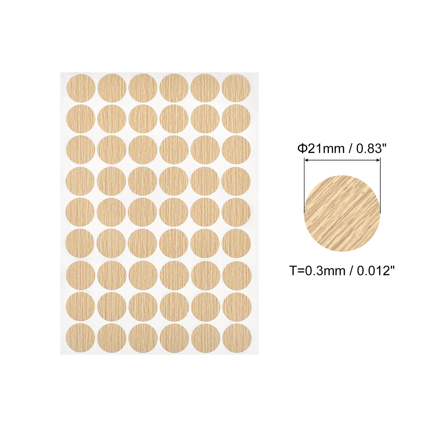 uxcell Uxcell Screw Hole Cover Stickers, 21mm Dia PVC Self Adhesive Covers Caps for Wood Furniture Cabinet Shelf Wardrobe, Oak 6 Sheet/324pcs