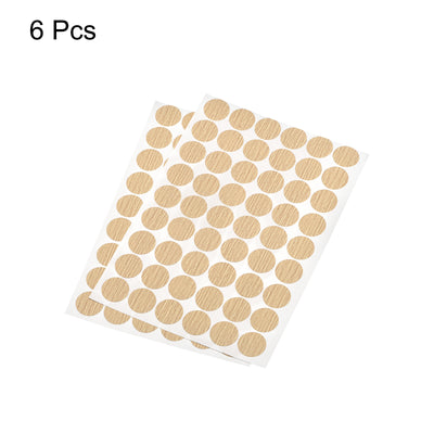 Harfington Uxcell Screw Hole Cover Stickers, 21mm Dia PVC Self Adhesive Covers Caps for Wood Furniture Cabinet Shelf Wardrobe, Oak 6 Sheet/324pcs