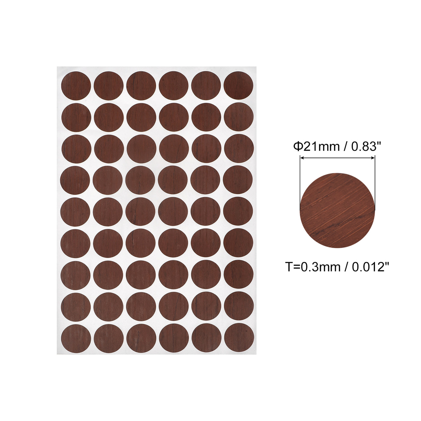 uxcell Uxcell Screw Hole Cover Stickers, 21mm Dia PVC Self Adhesive Covers Caps for Wood Furniture Cabinet Shelf Wardrobe, Red Walnut 4 Sheet/216pcs