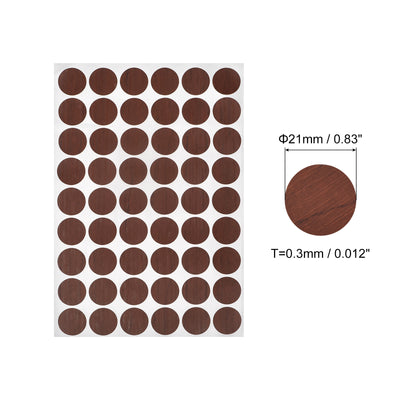 Harfington Uxcell Screw Hole Cover Stickers, 21mm Dia PVC Self Adhesive Covers Caps for Wood Furniture Cabinet Shelf Wardrobe, Red Walnut 4 Sheet/216pcs