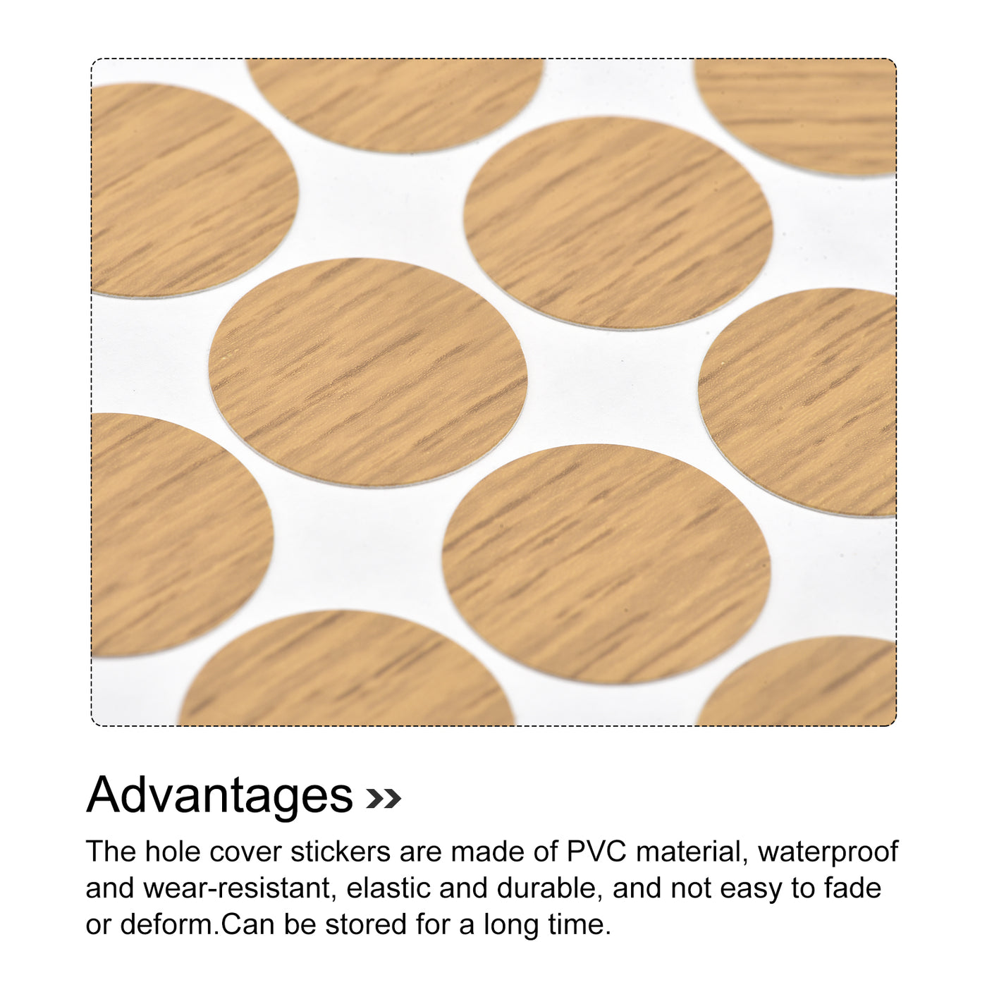 uxcell Uxcell Screw Hole Cover Stickers, 21mm Dia PVC Self Adhesive Covers Caps for Wood Furniture Cabinet Shelf Wardrobe, Maple 4 Sheet/216pcs