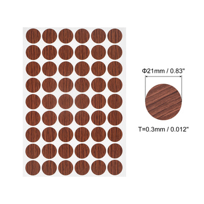 Harfington Uxcell Screw Hole Cover Stickers, 21mm Dia PVC Self Adhesive Covers Caps for Wood Furniture Cabinet Shelf Wardrobe, Walnut 2 Sheet/108pcs