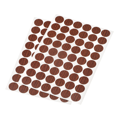 Harfington Uxcell Screw Hole Cover Stickers, 21mm Dia PVC Self Adhesive Covers Caps for Wood Furniture Cabinet Shelf Wardrobe, Walnut 2 Sheet/108pcs