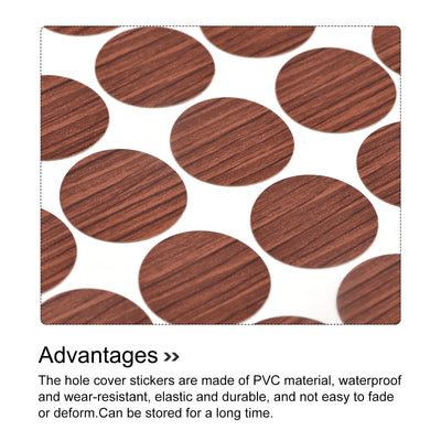 Harfington Uxcell Screw Hole Cover Stickers, 21mm Dia PVC Self Adhesive Covers Caps for Wood Furniture Cabinet Shelf Wardrobe, Walnut 4 Sheet/216pcs