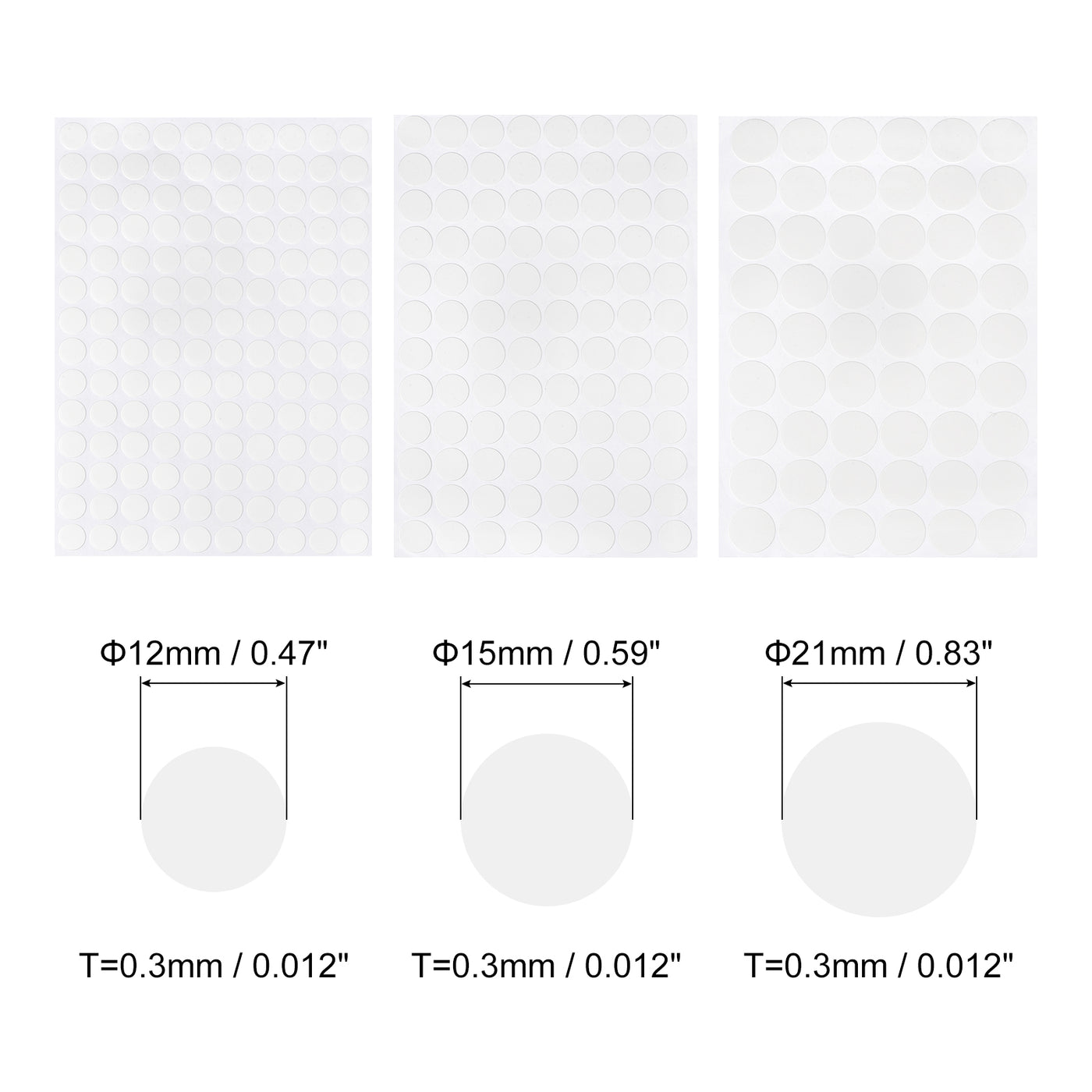 uxcell Uxcell Screw Hole Cover Stickers, 12mm, 15mm, 21mm Dia PVC Self Adhesive Covers Caps for Wood Furniture Cabinet Shelf Wardrobe, White 6 Sheet/580pcs