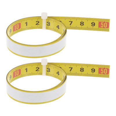Harfington 2pcs Self Adhesive Tape Measure 50cm Left to Right Read Steel Ruler Tape, Yellow