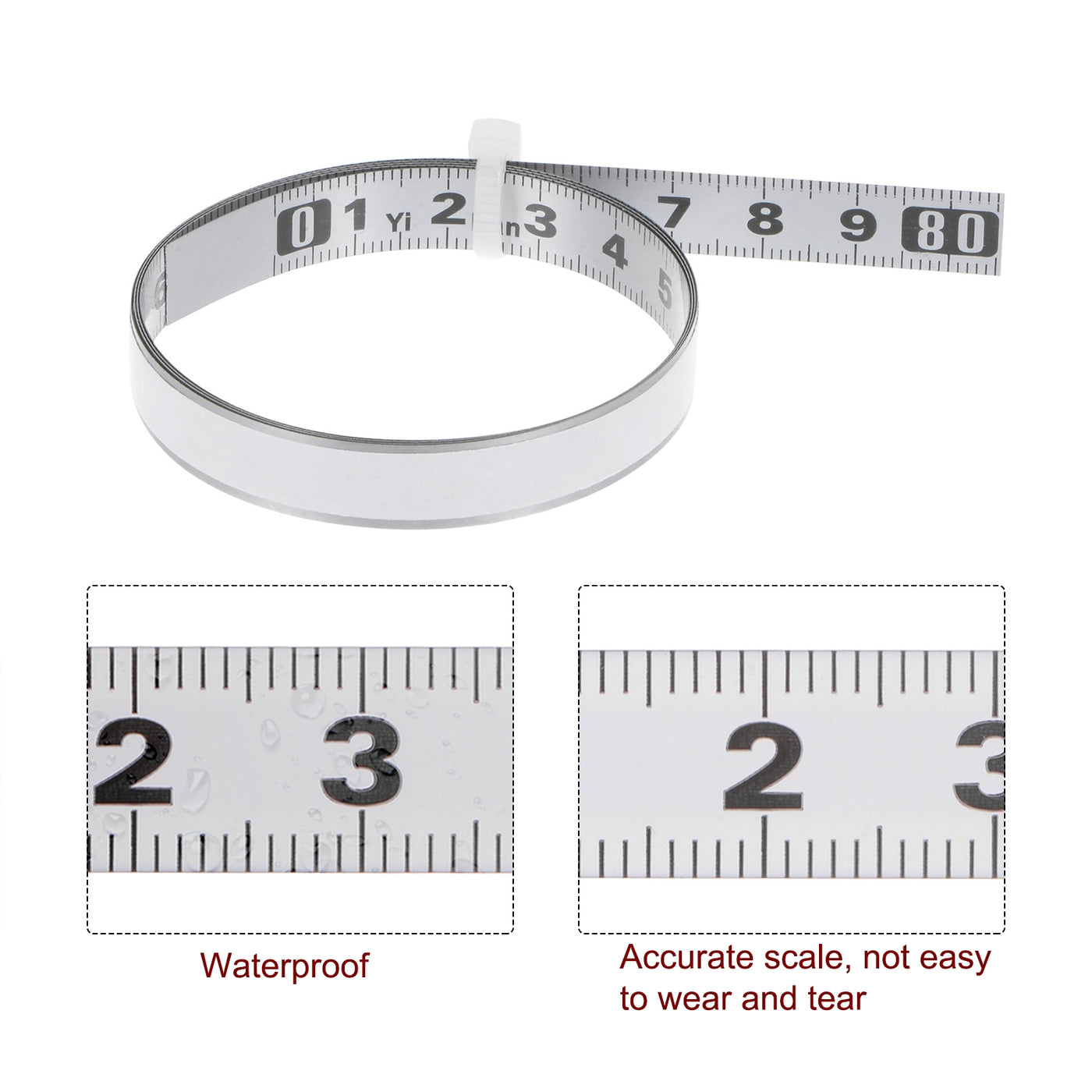 Harfington 2pcs Adhesive Tape Measure 80cm Left to Right Read Sticky Steel Ruler Tape