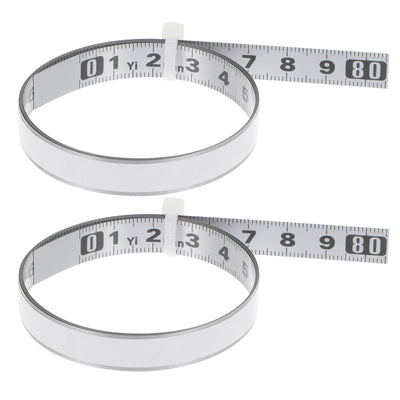 Harfington 2pcs Adhesive Tape Measure 80cm Left to Right Read Sticky Steel Ruler Tape