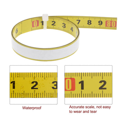 Harfington Self Adhesive Tape Measure 80cm Left to Right Reading Steel Ruler Tape, Yellow