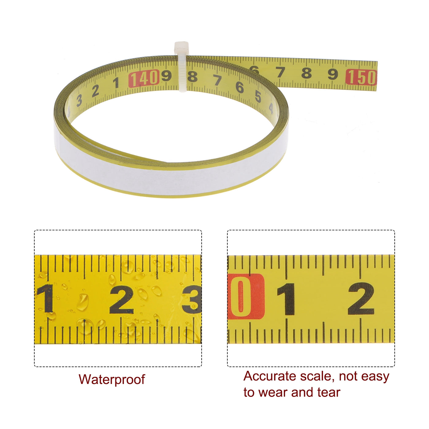 Harfington Self Adhesive Tape Measure 300cm Start from Middle Steel Ruler Tape, Yellow