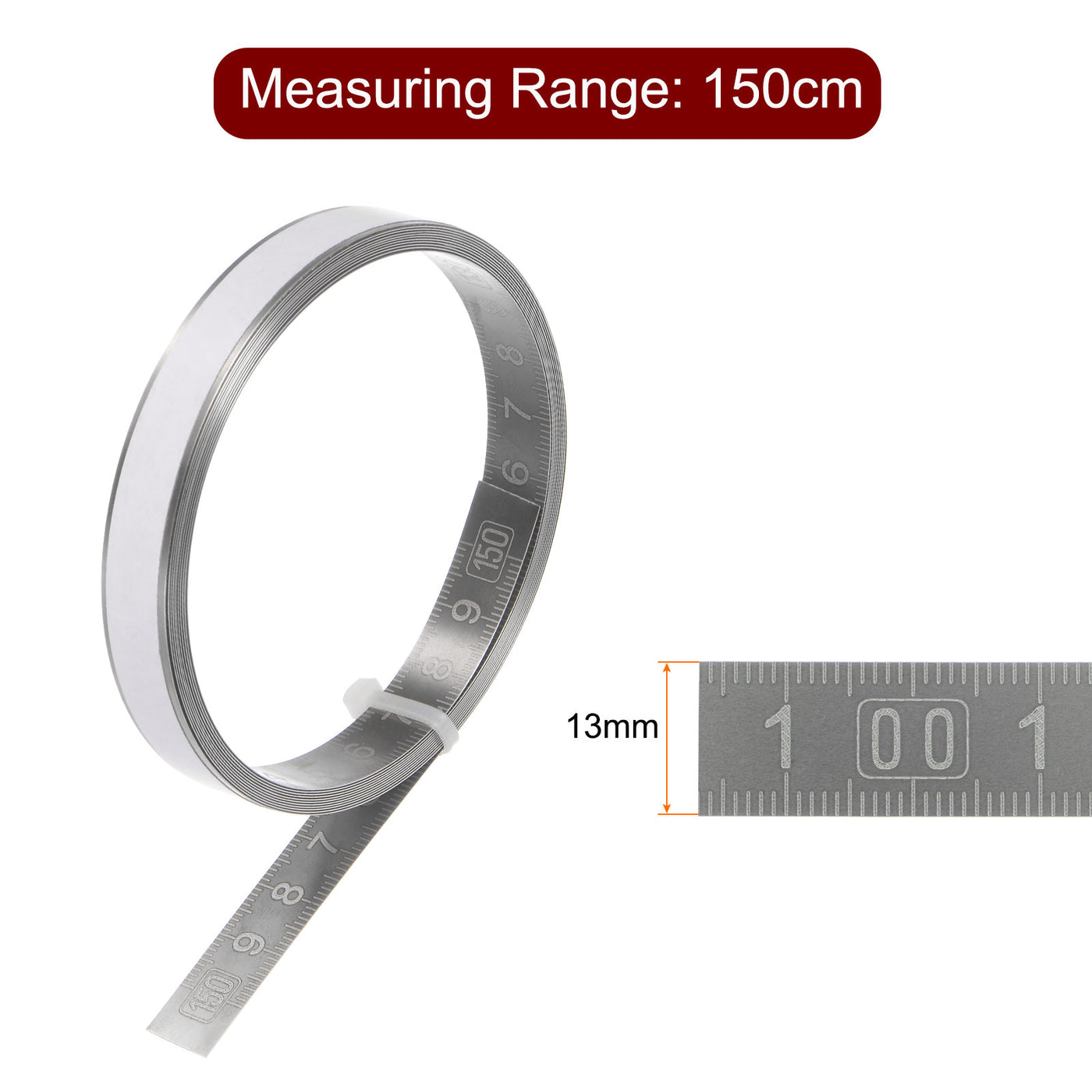 Harfington Adhesive Tape Measure 300cm Start from Middle Stainless Steel Ruler Tape, Black