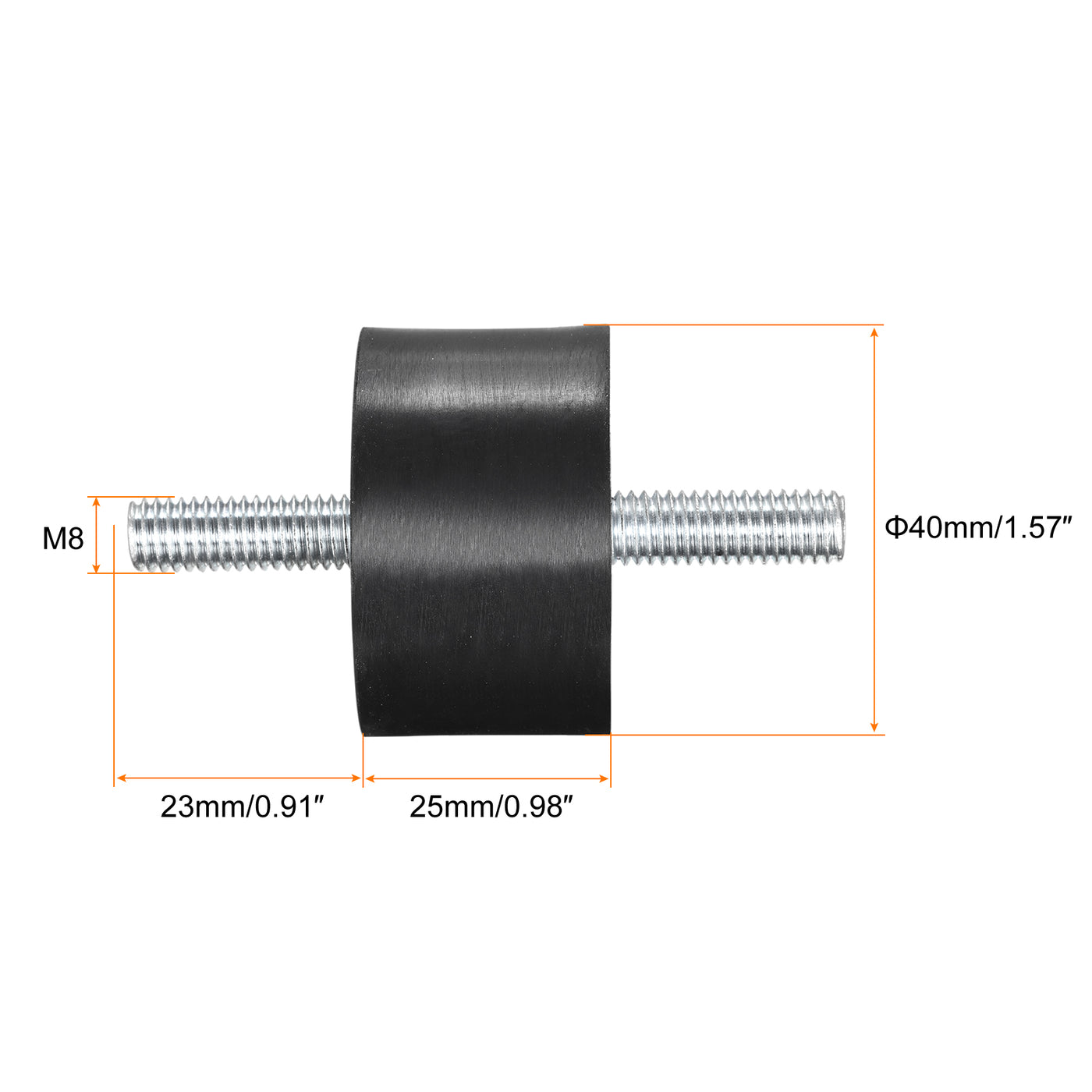 uxcell Uxcell M8x23mm Rubber Mounts, 1pcs Anti Isolator Studs Shock Absorber Male, 40x25mm