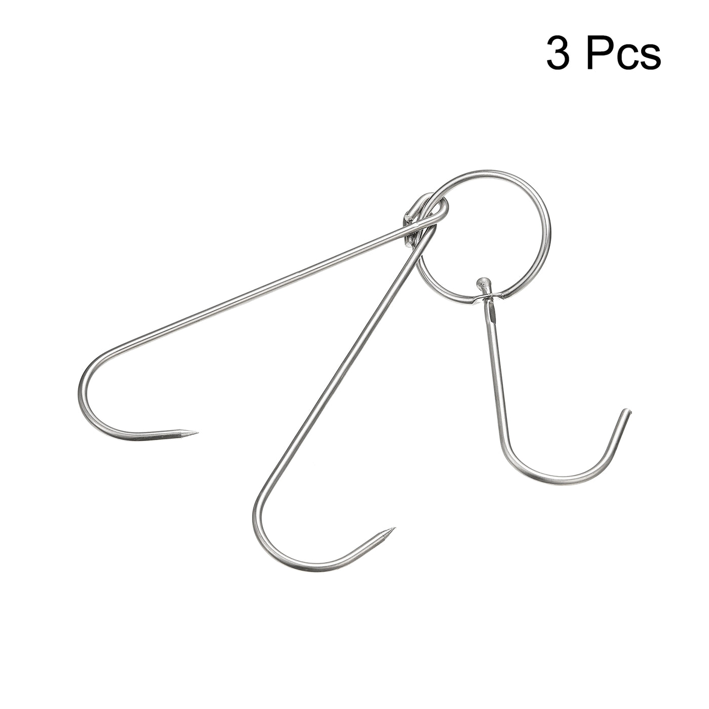 uxcell Uxcell Double Meat Hooks, Thickness Stainless Steel Smoker Hook Tools for Grill Cooking Fish Chicken
