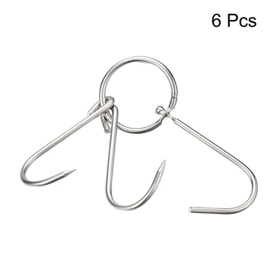 Harfington Uxcell Double Meat Hooks, Stainless Steel Smoker Hook Tools for Grill Cooking Fish Chicken