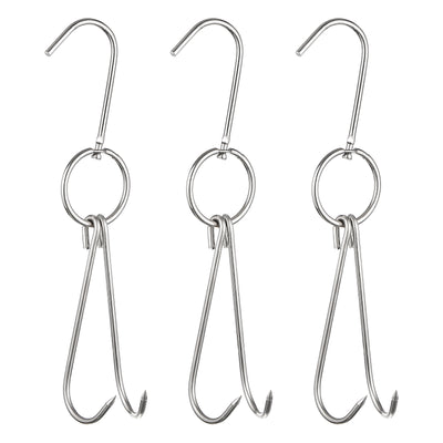 Harfington Uxcell Double Meat Hooks, Thickness Stainless Steel Smoker Hook Tools for Grill Cooking Fish Chicken