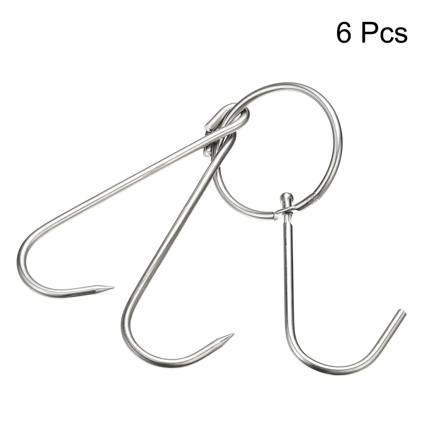 uxcell Uxcell Double Meat Hooks, Stainless Steel Smoker Hook Tools for Grill Cooking Fish Chicken