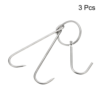 Harfington Uxcell Double Meat Hooks, Thickness Stainless Steel Smoker Hook Tools for Grill Cooking Fish Chicken