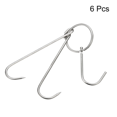 Harfington Uxcell Double Meat Hooks, Stainless Steel Smoker Hook Tools for Grill Cooking Fish Chicken