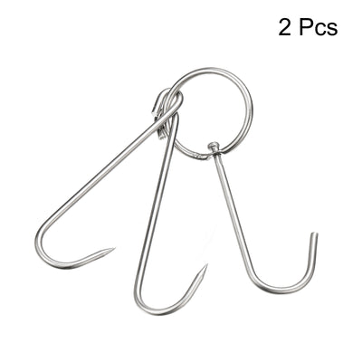 Harfington Uxcell Double Meat Hooks, Stainless Steel Smoker Hook Tools for Grilling Cooking Fish Chicken