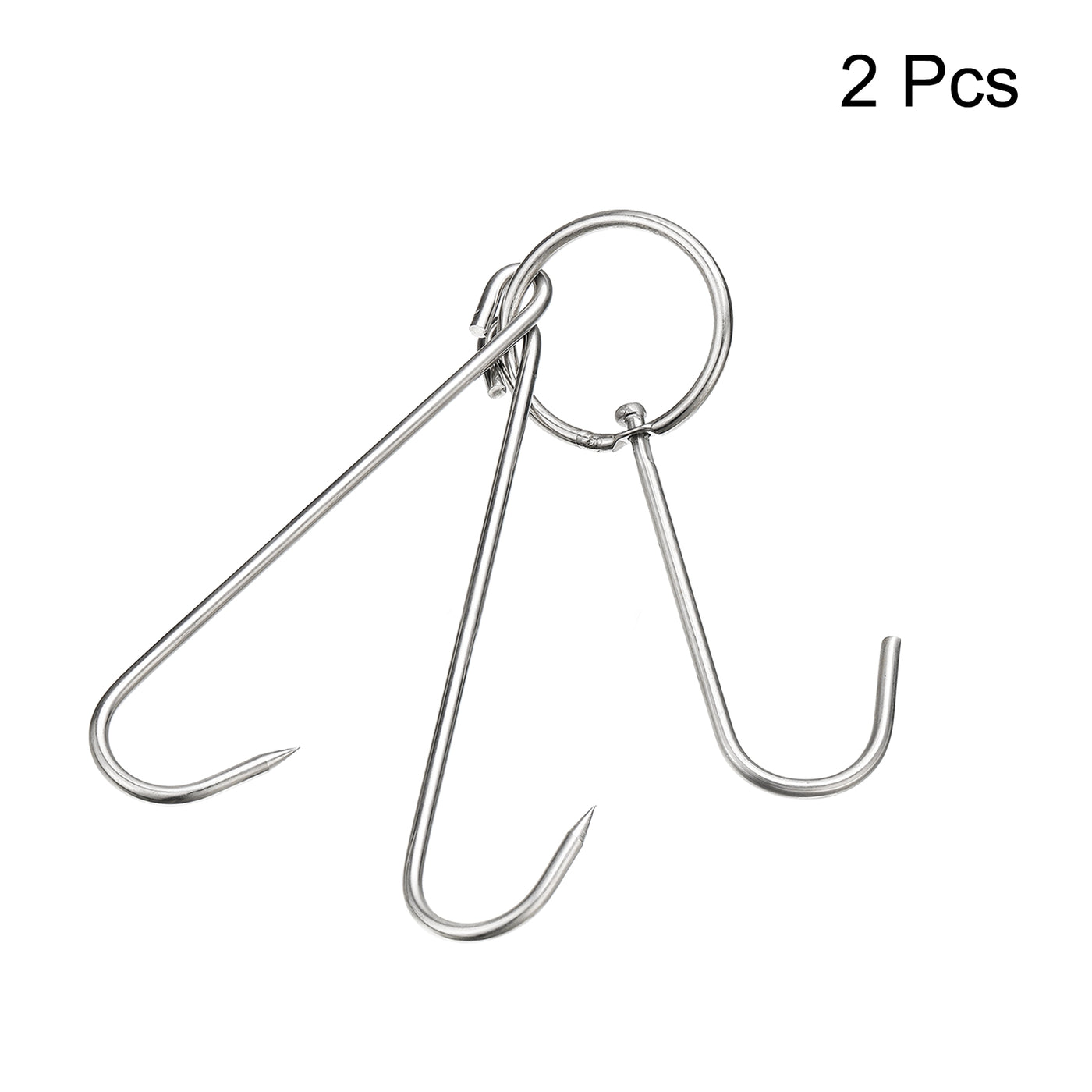 uxcell Uxcell Double Meat Hooks, Stainless Steel Smoker Hook Tools for Grilling Cooking Fish Chicken