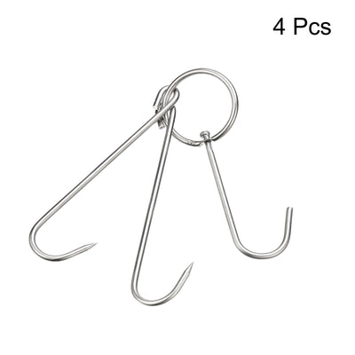 Harfington Uxcell Double Meat Hook, Stainless Steel Smoker Hook Tools for Grill Cooking Fish Chicken