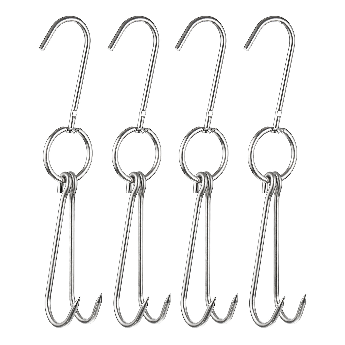 uxcell Uxcell Double Meat Hook, Stainless Steel Smoker Hook Tools for Grill Cooking Fish Chicken