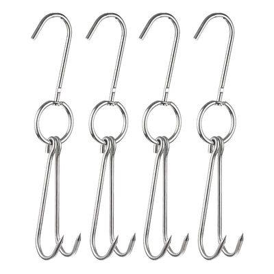 Harfington Uxcell Double Meat Hook, Stainless Steel Smoker Hook Tools for Grill Cooking Fish Chicken