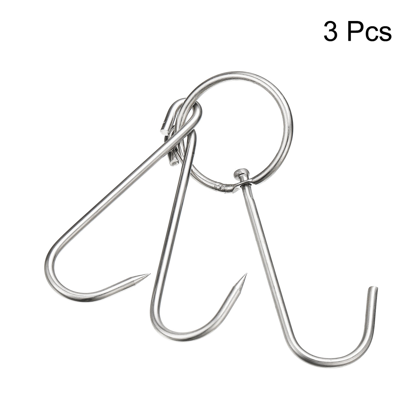uxcell Uxcell Double Meat Hooks, Thickness Stainless Steel Smoker Hook Tools for Grill Cooking Fish Chicken