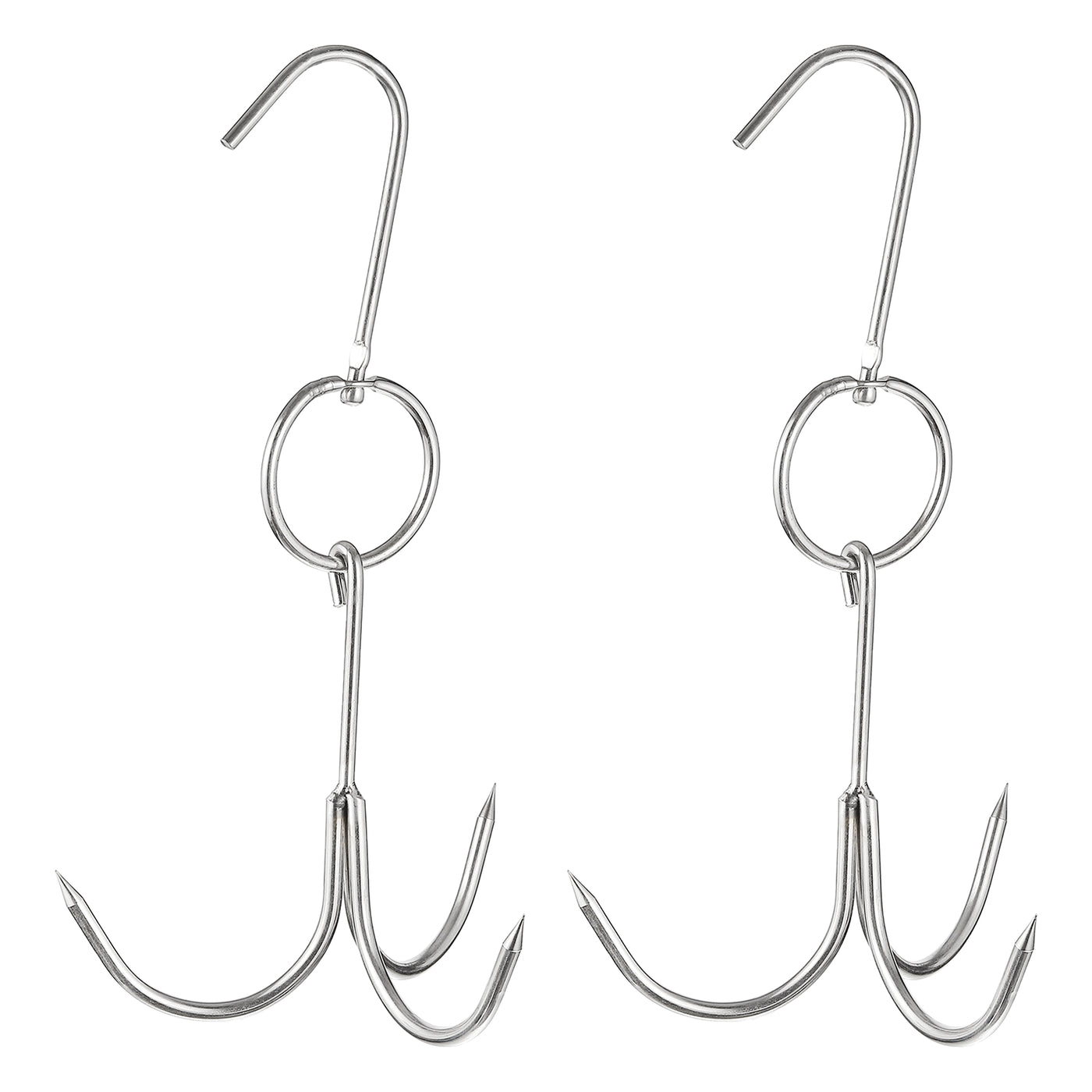 uxcell Uxcell Stainless Steel Meat Hooks, Thickness Three Claw Smoker Hook for BBQ Grill Chicken Beef Fish