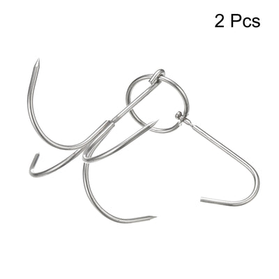 Harfington Uxcell Stainless Steel Meat Hooks, Thickness Four Claws Smoker Hook for BBQ Grill Chicken Beef Fish