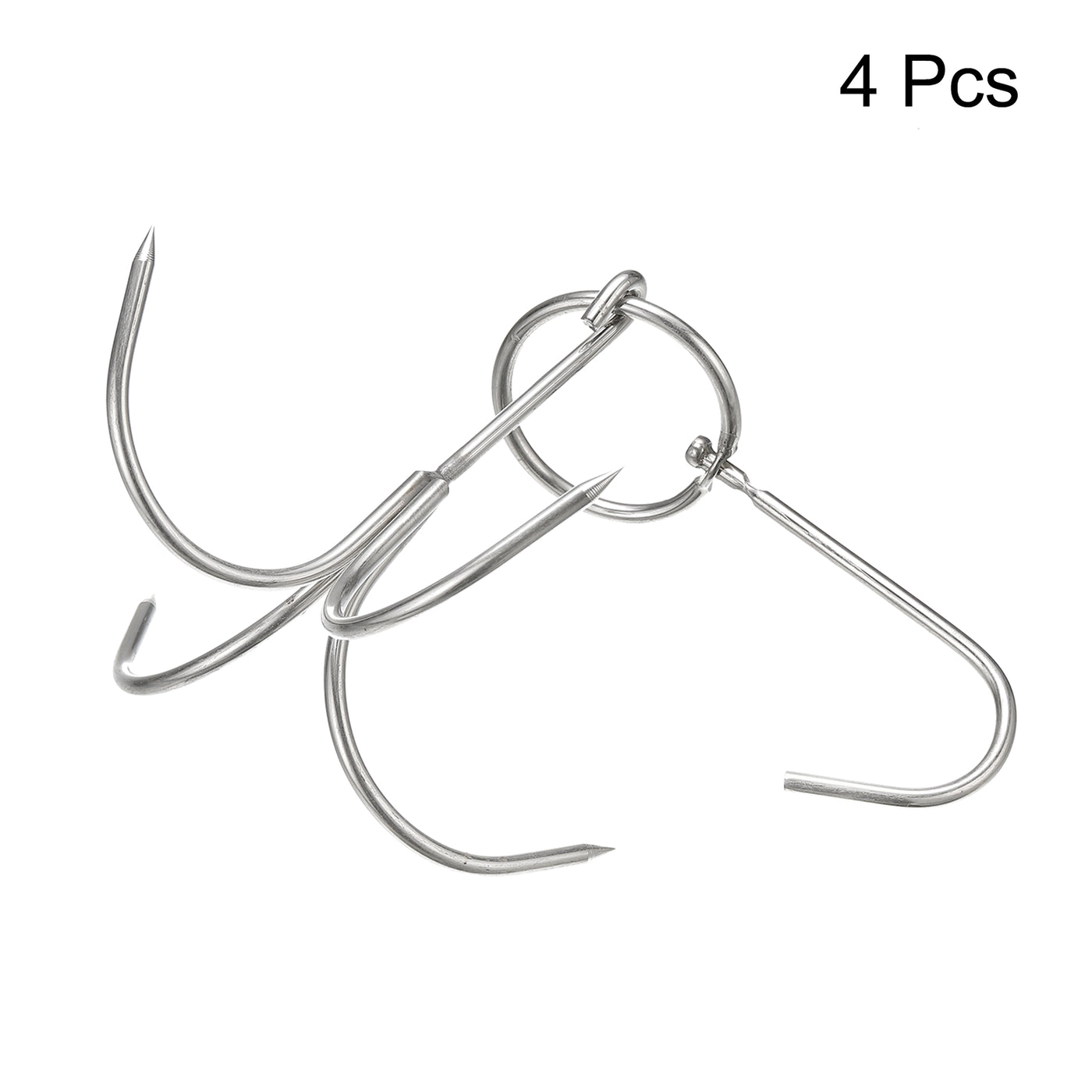 uxcell Uxcell Stainless Steel Meat Hooks, Thickness Four Claws Smoker Hook for BBQ Grill Chicken Beef Fish