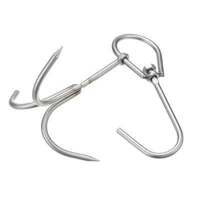 Harfington Uxcell Stainless Steel Meat Hooks, Thickness Three Claws Smoker Hooks for BBQ Grill Chicken Beef Fish