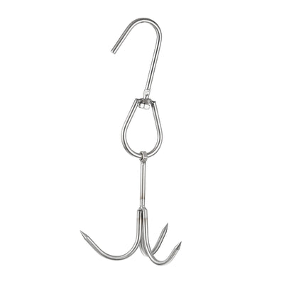 Harfington Uxcell Stainless Steel Meat Hooks, Thickness Three Claws Smoker Hooks for BBQ Grill Chicken Beef Fish