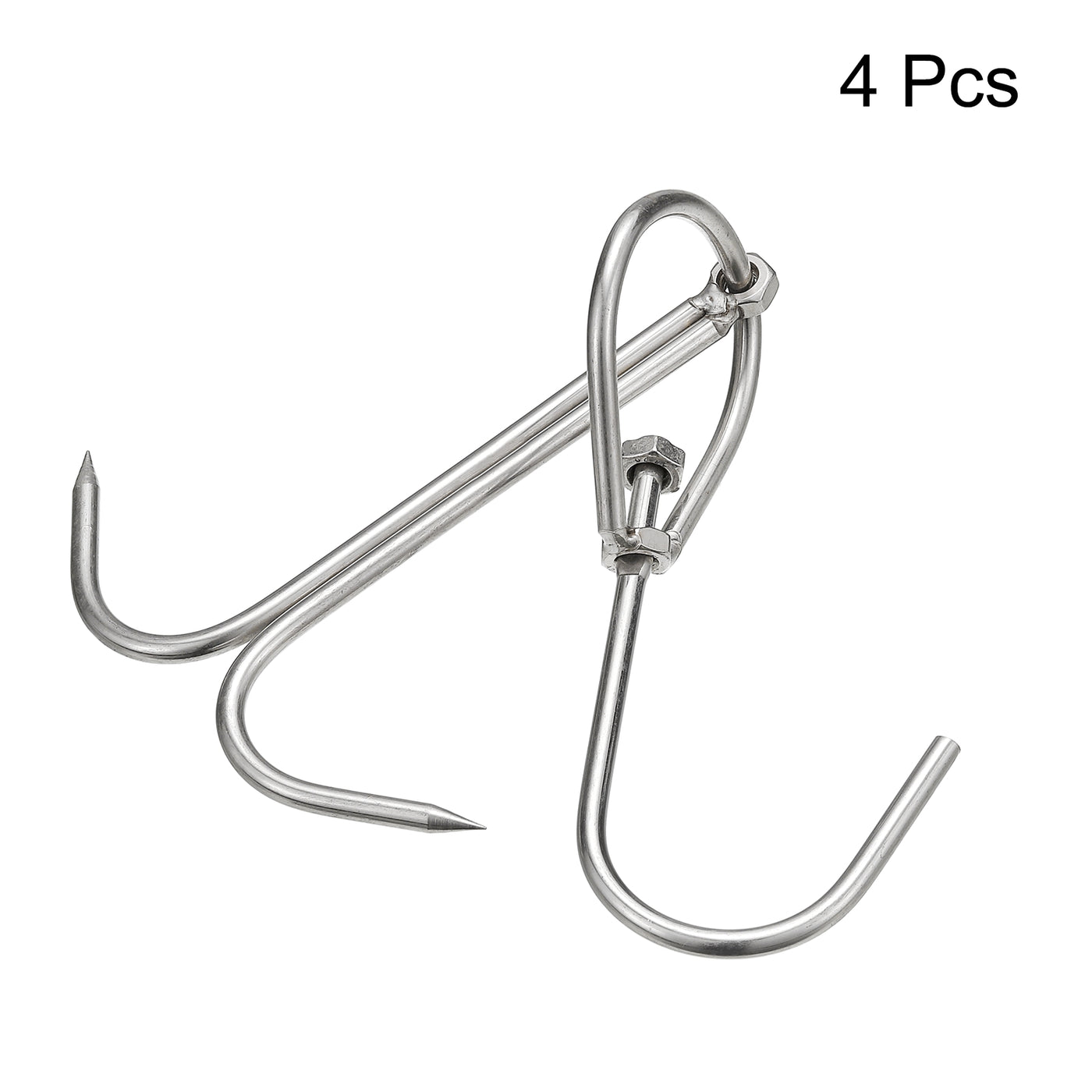 uxcell Uxcell Double Meat Hook Stainless Steel Smoker Hook Tools for Grill Cooking Fish Chicken