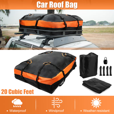 Harfington 21 Cubic Feet Car Roof Bag Rooftop Cargo Carrier Bag Waterproof Luggage Carriers for Cars with or without Rack Anti-Slip Mat 6 Door Hooks Set