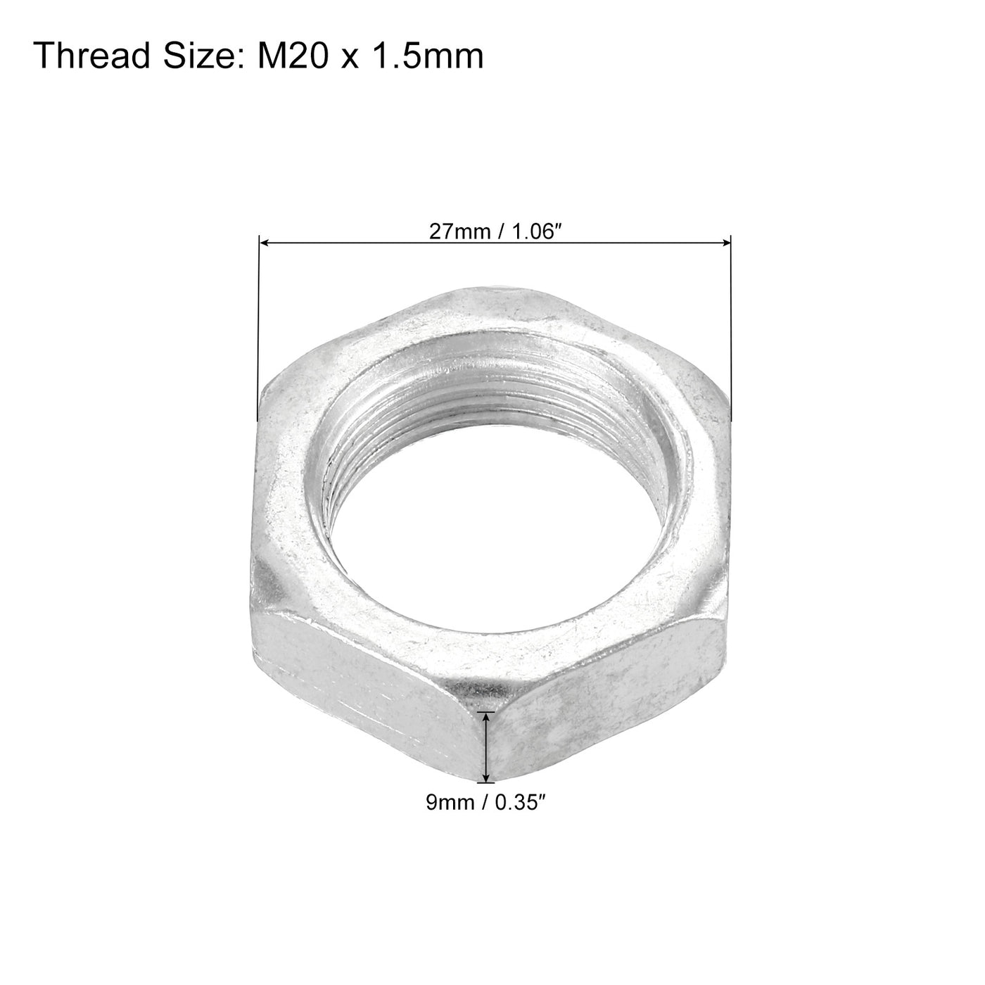 10pcs M20 x 1.5 Steel Hex Nuts Metric Thread Zinc Plated Finished