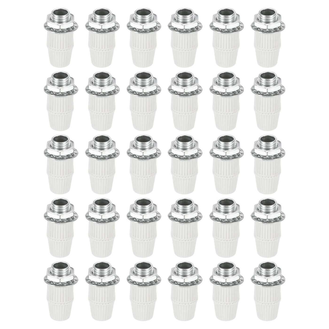 Harfington Lighting Cord Grips,Carbon Steel Light Cable Glands W Threaded Pipe,30Pcs,White