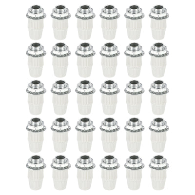 Harfington Lighting Cord Grips,Carbon Steel Light Cable Glands W Threaded Pipe,30Pcs,White