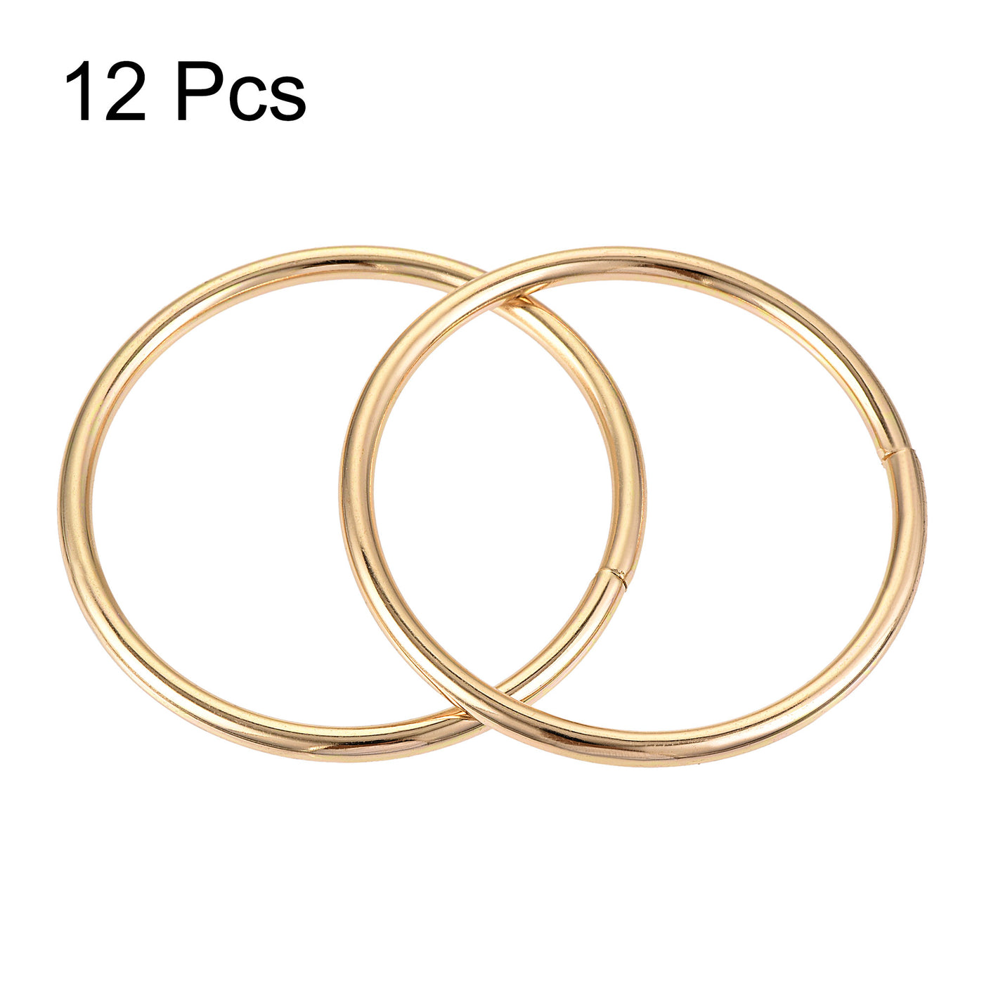 Harfington Metal O Rings, 12pcs 50mm(1.97") ID 3.5mm Thick Non-Welded O-Ring, Gold Tone