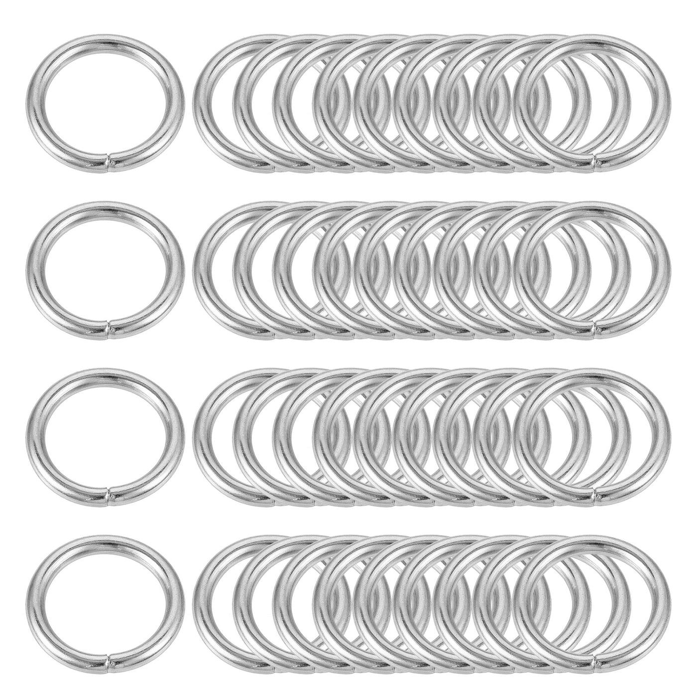 Harfington Metal O Rings, 40pcs 10mm(0.39") ID 1.6mm Thick Non-Welded O-Ring, Silver Tone